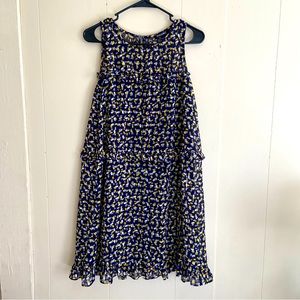 Roz & Ali Women’s dress, Size 2 Petite,sheer multicolour shell, lining.